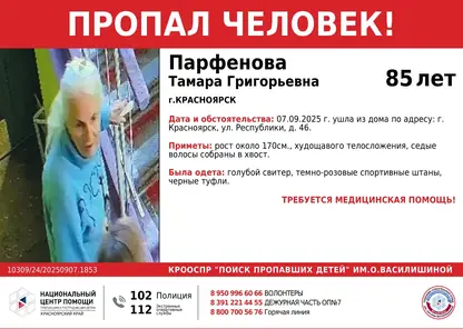 В Красноярске пропала 85-летняя пенсионерка