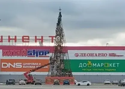 В Омске начали украшать первую новогоднюю ёлку