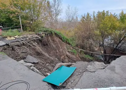 В Красноярске объявили угрозу ЧС из-за склона на улице Никитина