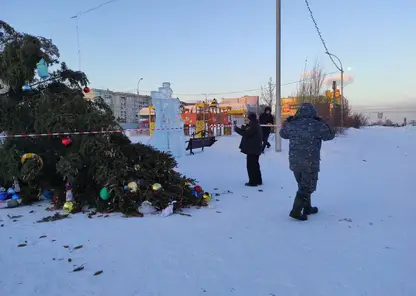 В Кемерово ураганный ветер снес новогоднюю елку