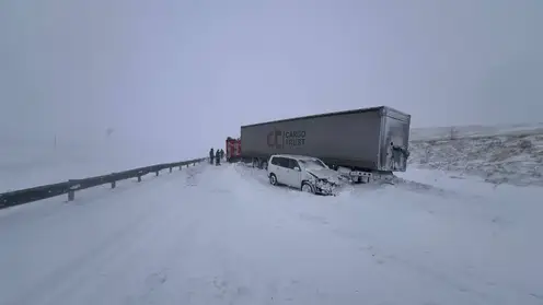 В Забайкалье фура и легковушка столкнулись на трассе