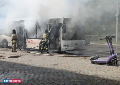 В Красноярске возле остановки «Красная площадь» сгорел автобус №2