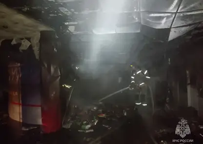 На Алтае спасатели боролись с пожаром в торговом доме «Алейка»