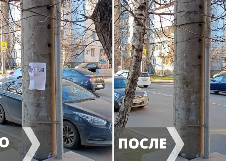 Центральный район Красноярска очистили от 128 кубометров незаконной рекламы