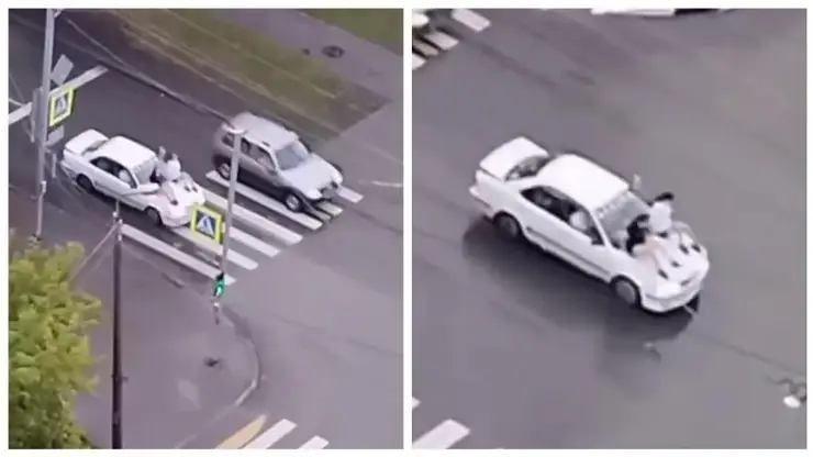 В Новосибирске оштрафовали водителя, катавшего девушек на капоте авто