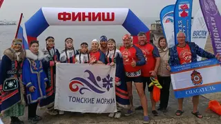 Десять спортсменов преодолели 150-километровую эстафету в ледяной воде на Таймыре Десять спортсменов преодолели 150-километровую эстафету в ледяной воде на Таймыре