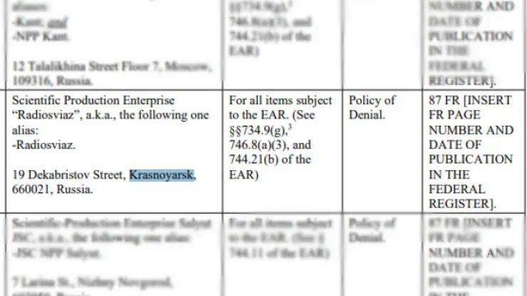 Красноярский радиозавод попал под санкции США