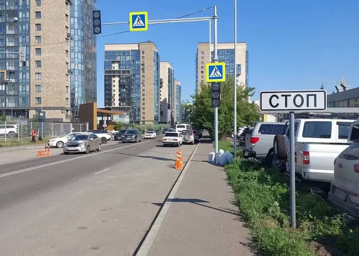 Пешеходный переход со светофором оборудовали рядом с ЖК «Скандис» в Красноярске