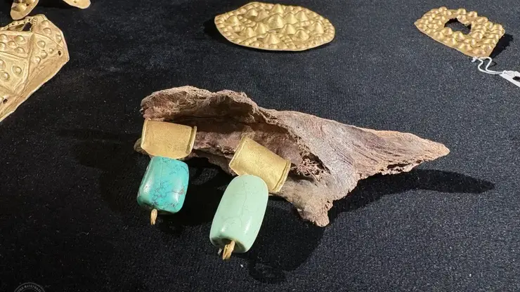 Бронзовые зеркала и золотые украшения нашли на скифском памятнике в Туве