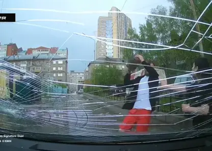 В Новосибирске агрессивный мужчина напал с ножом на водителя и разбил машину