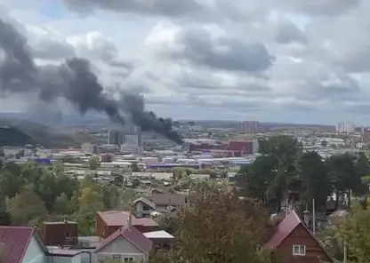 Крупный пожар произошел в здании с торговыми павильонами в Иркутске