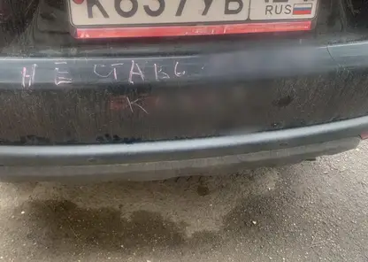 Красноярка оставила соседу послание на автомобиле и получила штраф