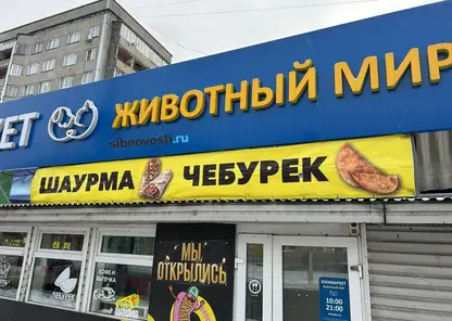 Курьез в Красноярске: у остановки  «Карла Маркса» открылась шаурмичная под вывеской зоомагазина