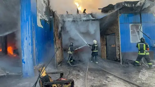 Крупный пожар уничтожил гараж с пятью автомобилями в Красноярском крае