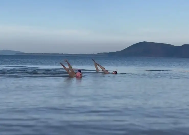 Эстафетный заплыв на открытой воде прошёл на Красноярском водохранилище