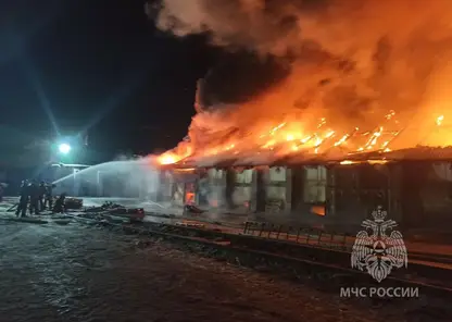 В Красноярске на улице Ломоносова пожар возник на площади в 1000 кв.м.