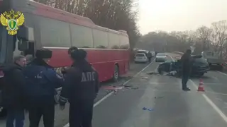 Смертельное ДТП на трассе в Приморье: легковушка вылетела на встречку и врезалась в пассажирский автобус