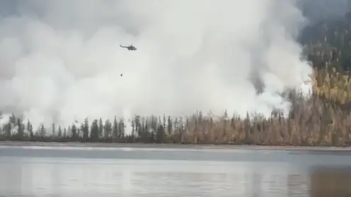 На севере края разгорелся лесной пожар около озера Лама