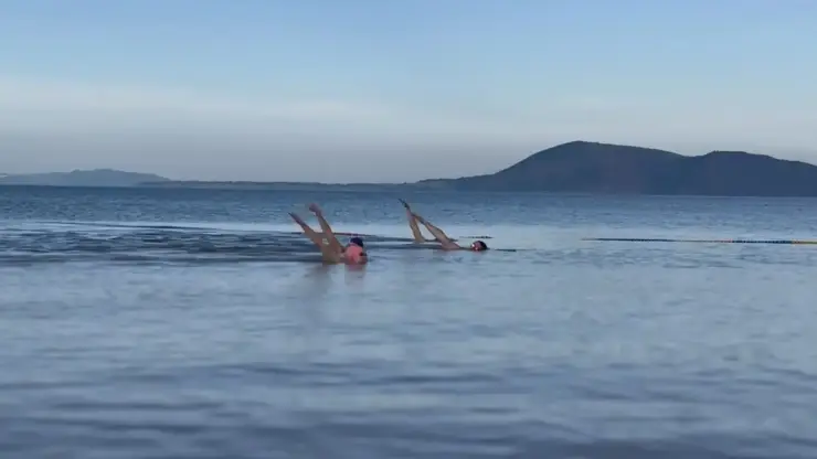 Эстафетный заплыв на открытой воде прошёл на Красноярском водохранилище