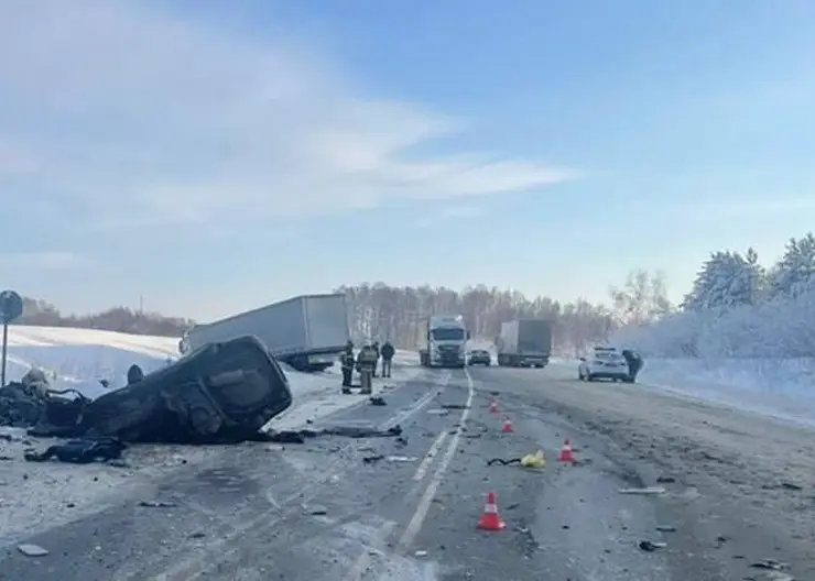 Водитель и трое пассажиров Toyota погибли в ДТП с большегрузом в Красноярском крае