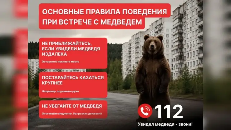 Режим повышенной готовности из-за медведей ввели в Красноярске