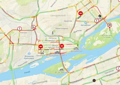 Красноярск сковали пробки в 8 баллов