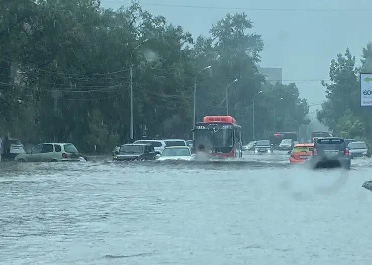 Ливень подтопил улицы и торговый центр в Хабаровске
