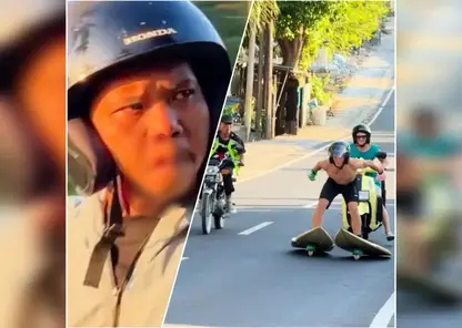 Красноярский блогер на Бали устроил серфинг по дорогам и снял реакцию местных