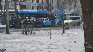 Двум пассажирам и водителю потребовалась помощь после ДТП с автобусами на Павлова в Красноярске