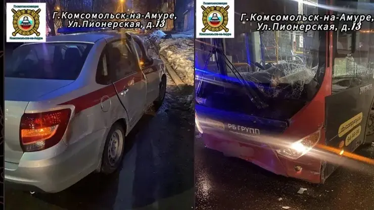 В Комсомольске-на-Амуре легковушка врезалась в рейсовый автобус с десятью пассажирами