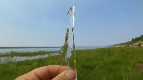 Льдинку среди травы нашли в Красноярском крае