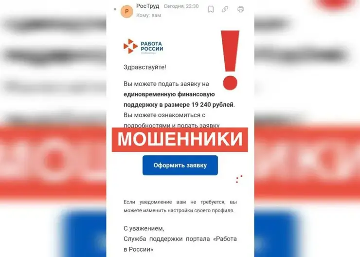 Красноярцы начали получать фейковые письма от мошенников с сайта «Работа России»