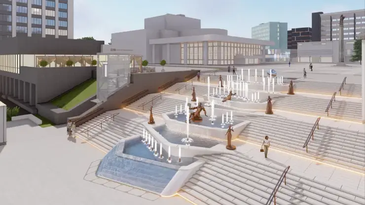 Будет стекать на площадь: Красноярску вернут фонтан «Реки Сибири» в августе 2026