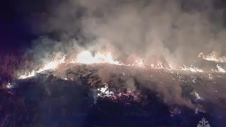 Первый в году крупный пожар сухой травы потушили в Забайкалье