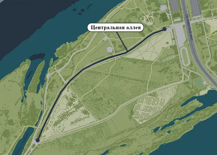 На центральной аллее Татышев-парка началась модернизация системы освещения 