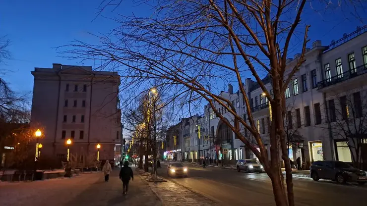 погода центр зима вечер люди город