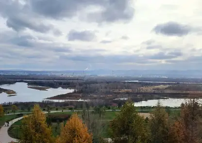 погода осень небо пасмурно река енисей