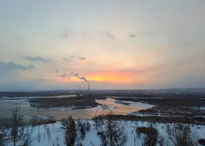 погода зима вид енисей река