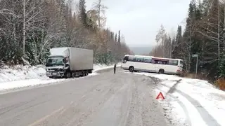 Автобус с пассажирами улетел в кювет под Красноярском