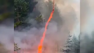 Огненный спиральный вихрь заметили во время лесного пожара в Красноярском крае