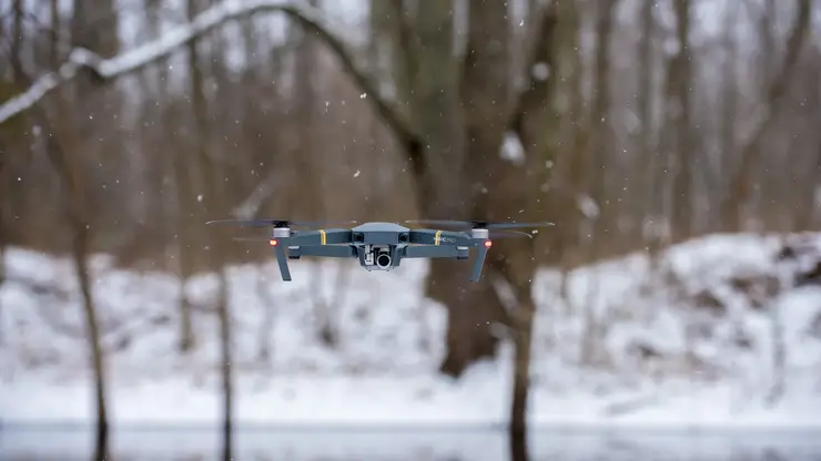 flying-black-drone-winter