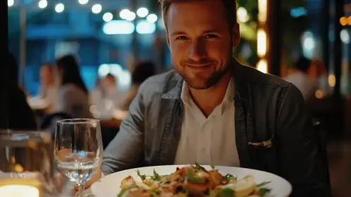 young-man-smiles-while-enjoying-meal-restaurant_634190-15943