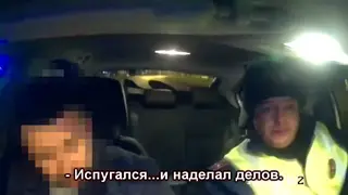 В Красноярске нетрезвый водитель опрокинул свой автомобиль пока сбегал от ГИБДД