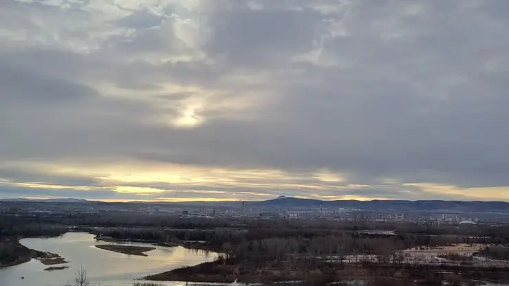 погода сопка небо пасмурно река енисей