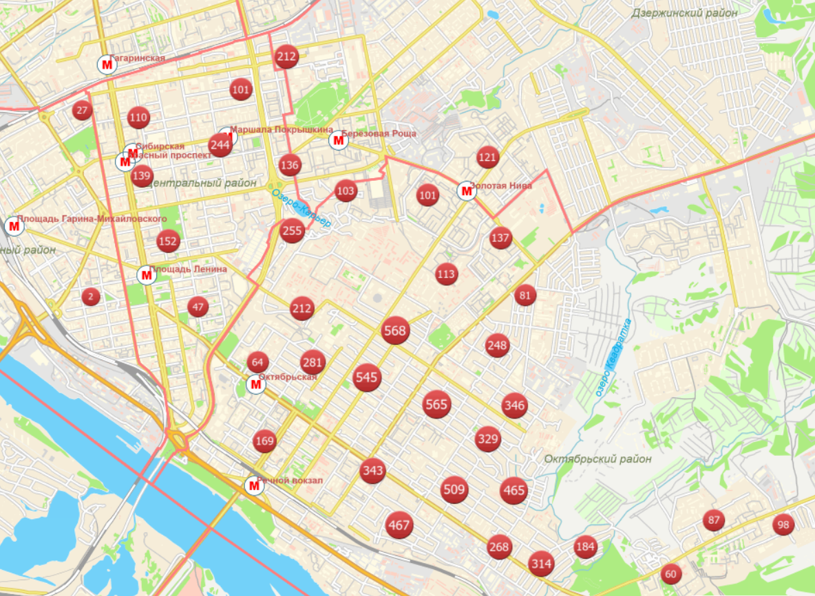 Скриншот: карта отключения систем жизнеобеспечения Новосибирск