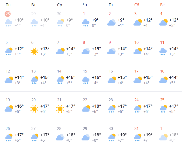Фото: скриншот Яндекс Погода